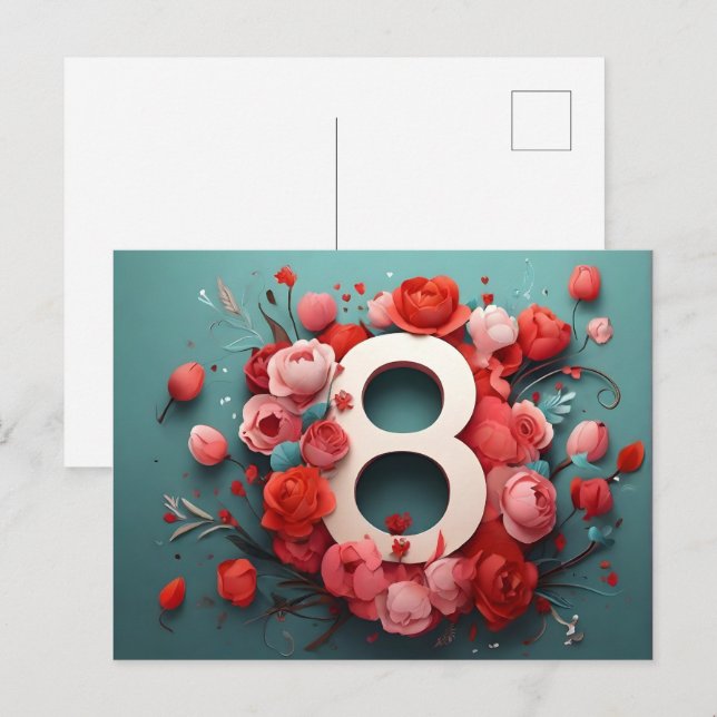 8 MÄRZ FEIERTAGSPOSTKARTE (Vorne/Hinten)