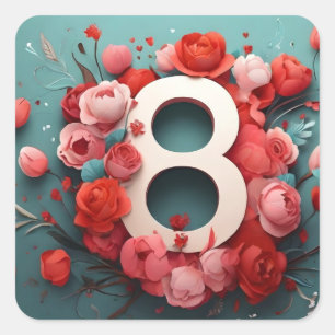 8 MÄRZ QUADRATISCHER AUFKLEBER