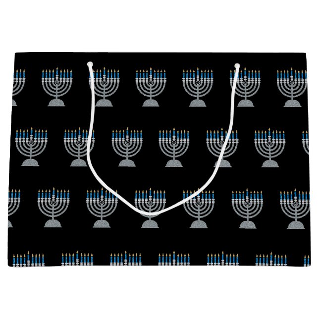 8. Nacht des Hanukkah-Glitzer Große Geschenktüte (Vorderseite)