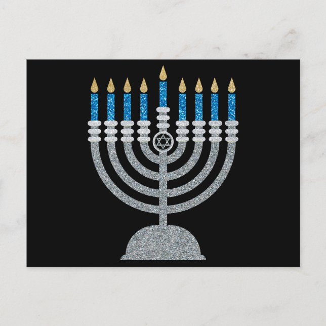 8. Nacht des Hanukkah-Glitzer Postkarte (Vorderseite)