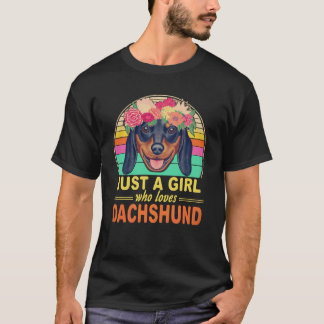8 Nur ein Mädchen das Dachshund liebt Vintage T-Shirt