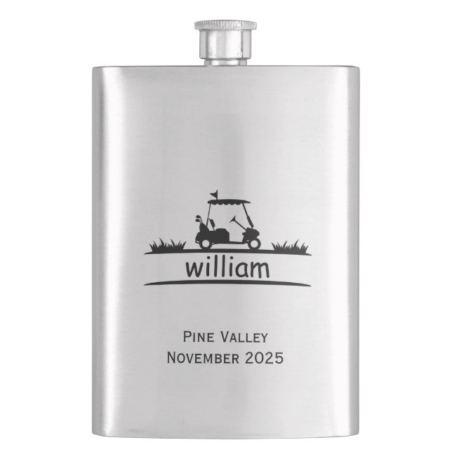 8 oz Edelstahl-Personalisiertes Geschenk für Golfe Flachmann (Vorderseite)