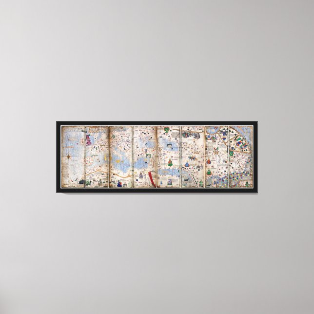 8 Panel Catalan Atlas von Abraham Cresques (1375) Leinwanddruck (Vorderseite)