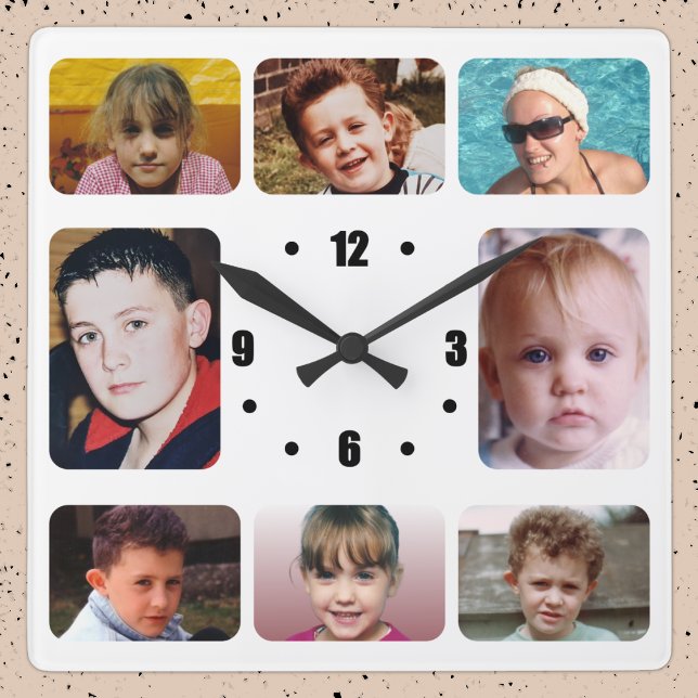 8 photo black white quadratische wanduhr (Von Creator hochgeladen)