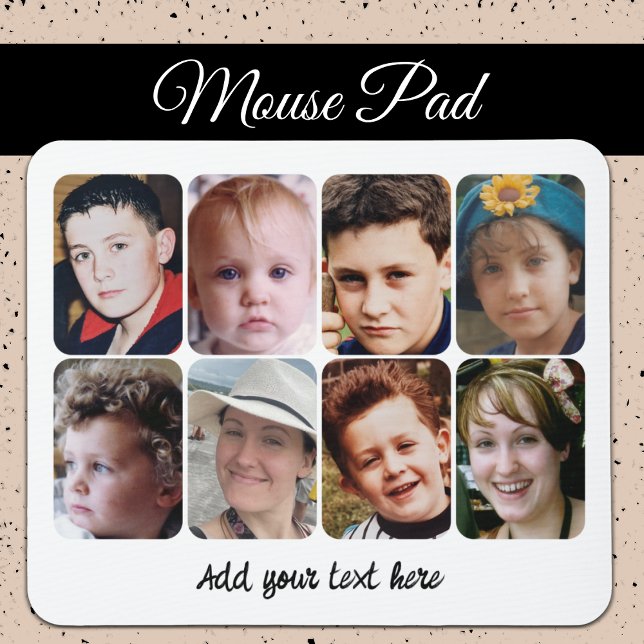 8 photo collage white black mousepad (Von Creator hochgeladen)