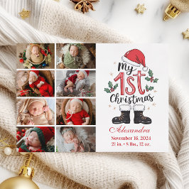 8 Photo Cute Santa Baby 1st Christmas Feiertagskarte