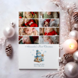 8 Photo First Christmas Birth Announcement Feiertagskarte