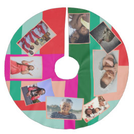 8 Photo Merry Christmas Color Block Christmas Polyester Weihnachtsbaumdecke