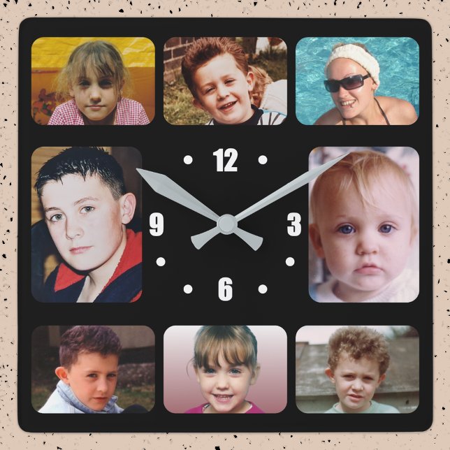 8 photo white black quadratische wanduhr (Von Creator hochgeladen)