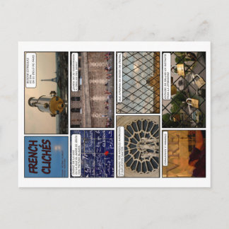 8 postales "French Clichés" con poema en Francés Postkarte
