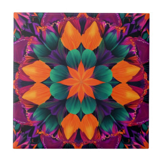 8 Punkt Orange Blumen Fliese