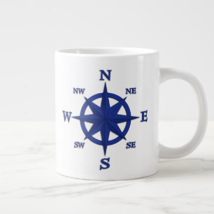 8-Punkte-Compass-Rose, Navy Blue Jumbo-Tasse