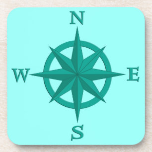 8-Punkte-Compass-Rose, Türkis und Aqua Untersetzer