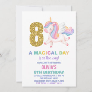 8. Rainbow Unicorn Geburtstag Einladungen