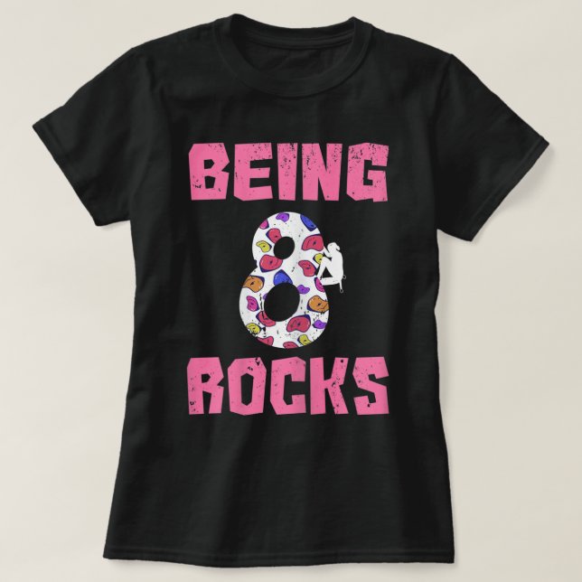 8 Rocks Birthday Girl Klettern T-Shirt (Design vorne)