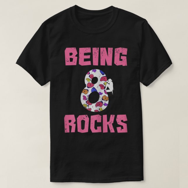 8 Rocks Birthday Girl Klettern T-Shirt (Design vorne)