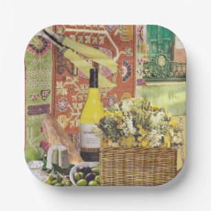 8 Salat oder Appetizer Papier Teller mit Wein