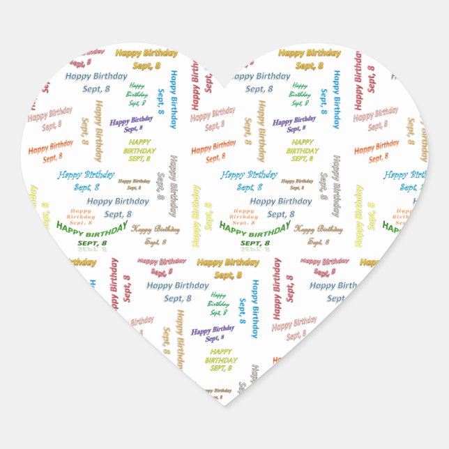 8. September Herz-Aufkleber (Vorderseite)