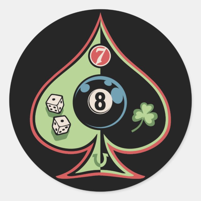 8 Spades Runder Aufkleber (Vorderseite)