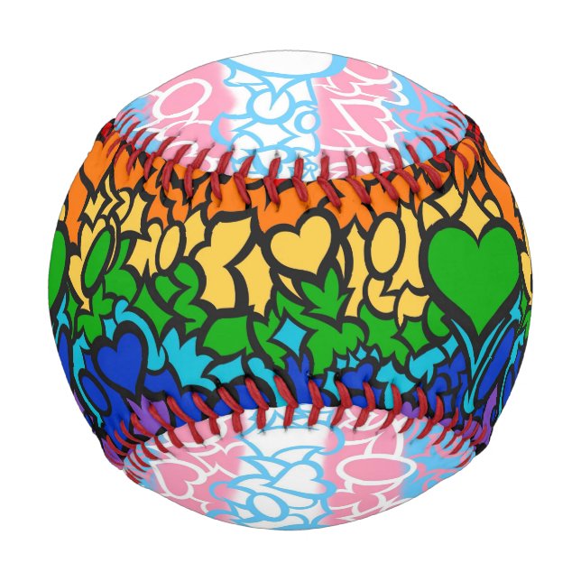 8-Sripe-Regenbogen und Trans-Pride-Squiggle Baseball (Vorderseite)