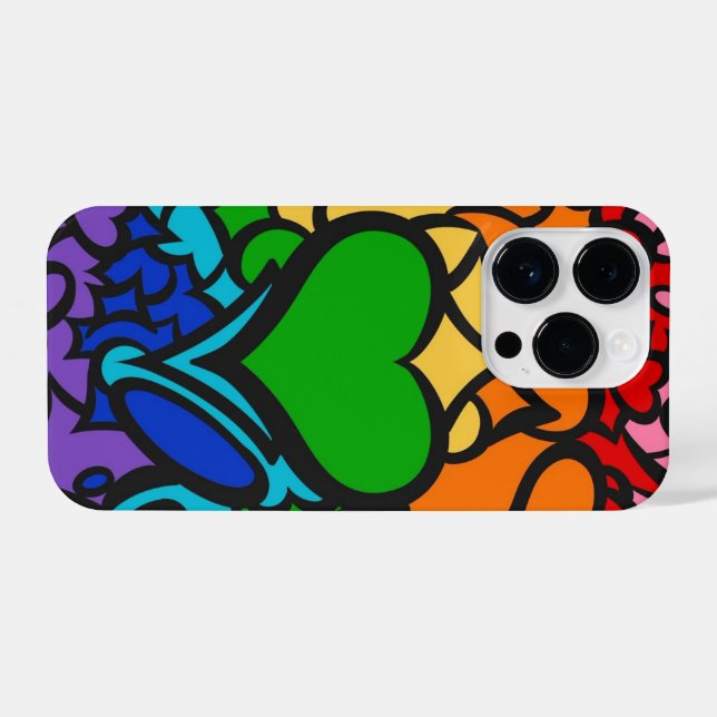 8-streifiger Regenbogen-Stolz-Squiggle iPhone Hülle (Rückseite (Horizontal))