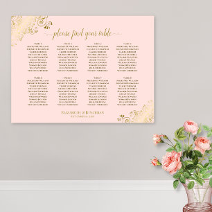 8 Tabelle Hochzeitskartentabelle Rosa und Gold rot Poster