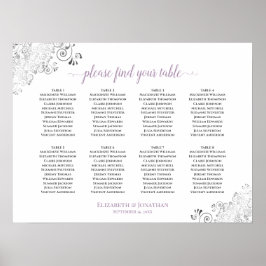 8 Tabelle Lacy Lavender Wedding Seating Chart Whit Poster