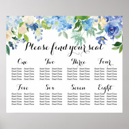 8 Tabelle Seekarte - Blue Florals und Hydrangea Poster