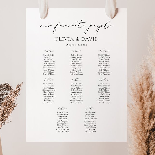 8 Tabellen Einfach unsere Lieblings-Sitzkarte Poster (Von Creator hochgeladen)