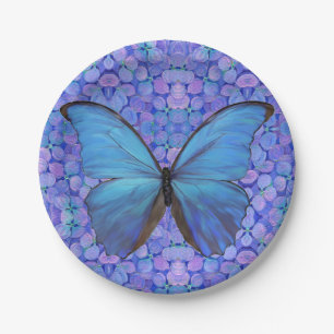 8 Teller Blue Butterfly/Hydrangeas