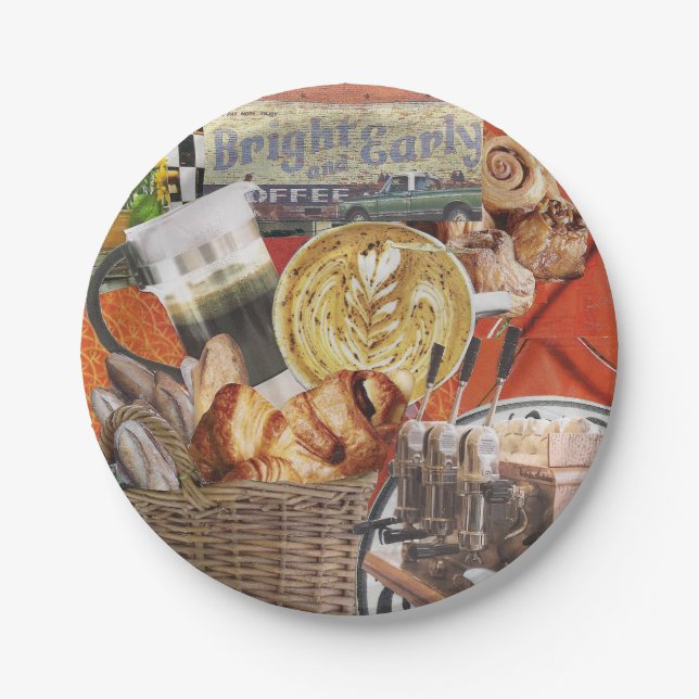 8 Teller in Dessertgröße mit Kaffee-Thema (Vorderseite)