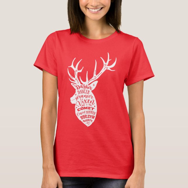 8 Tiny Rentier 🦌 Weihnachten 🎄 Hirsche des Weihn T-Shirt (Vorderseite)