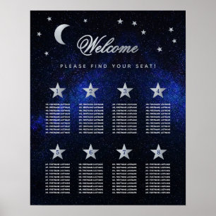 8 Tisch Himmel Himmels Hochzeit Sterne Sitzplan Poster