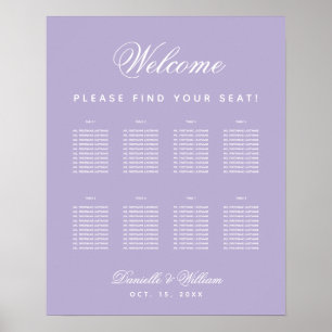 8 Tisch Lavendel Lila Hochzeit Sitzordnung  Poster
