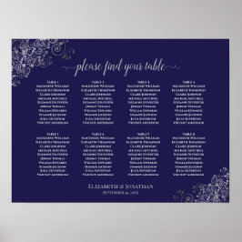 8 Tischdecke mit Seekarte Silver auf Navy Blue Poster