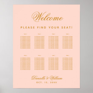8 Tische Blush Wedding Simple Pink Seating Chart Poster