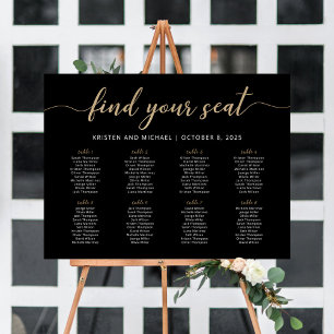 8 Tische Finden Sie Ihren Platz Schwarzes Sitzplan Poster
