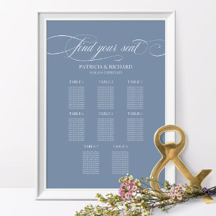 8 Tische Hochzeitskartentafel trübe blau Poster