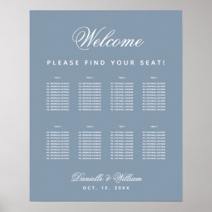 8 Tische Staubblau Hochzeit Einfache Sitzordnung Poster