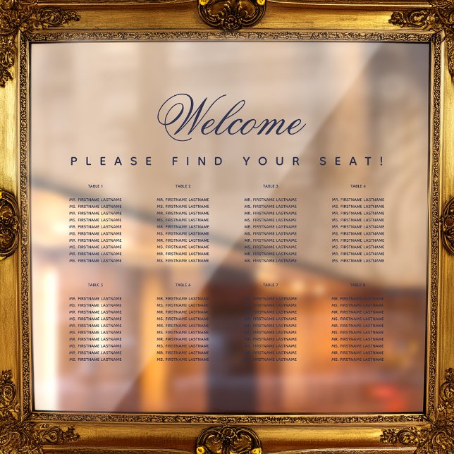 8 Tische Transparent Blaue Schrift Sitzplan Chart Fensteraufkleber (Von Creator hochgeladen)