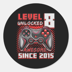 8 Unlocks Phantastisch 2015 Videospiel 8. Geburtst Runder Aufkleber
