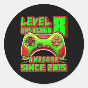 8 Unlocks Phantastisch 2015 Videospiel 8. Geburtst Runder Aufkleber