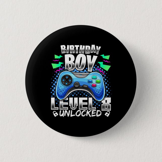 8 Unverriegeltes Videospiel 8. Geburtstag Gamer Gi Button (Vorderseite)