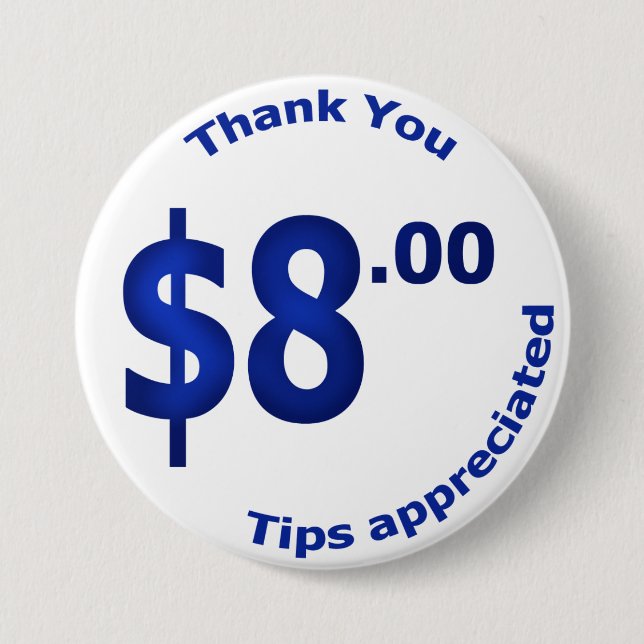 $8 Verkaufs-Knopf Button (Vorderseite)