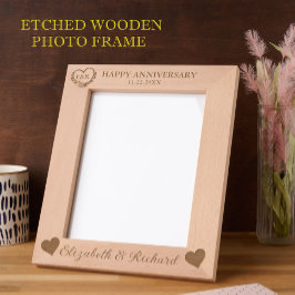 8"x10" Foto Happy Anniversary Names Date Hearts Geätzte Rahmen