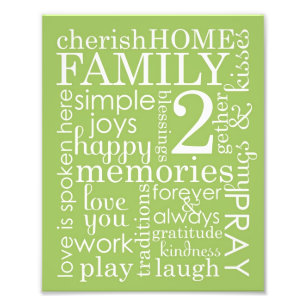 8 x 10 Familienhochzeit Word Art Collage House Reg Fotodruck