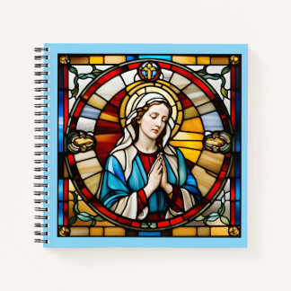8" x 8" Mutter Mary Stached Glass Notebook 01 Notizbuch