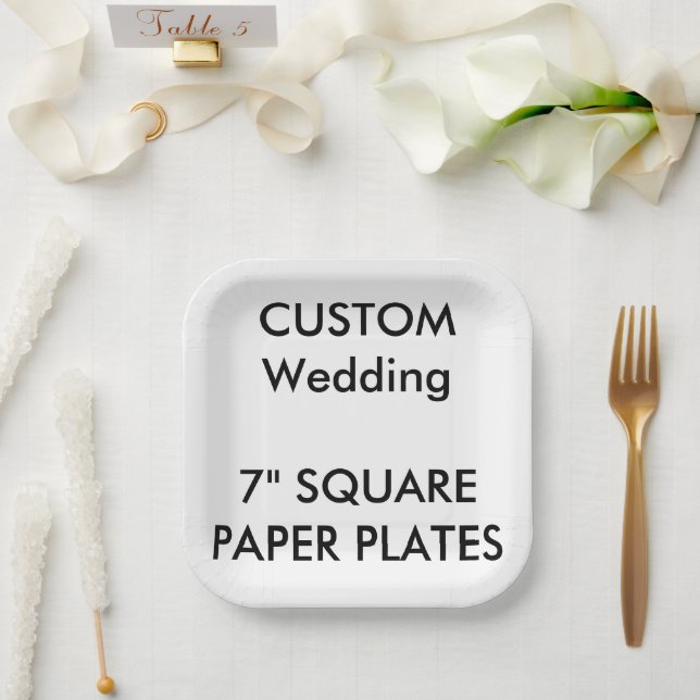 8 x Custom Wedding Square Paper Teller 7 Zoll (Hochzeit)