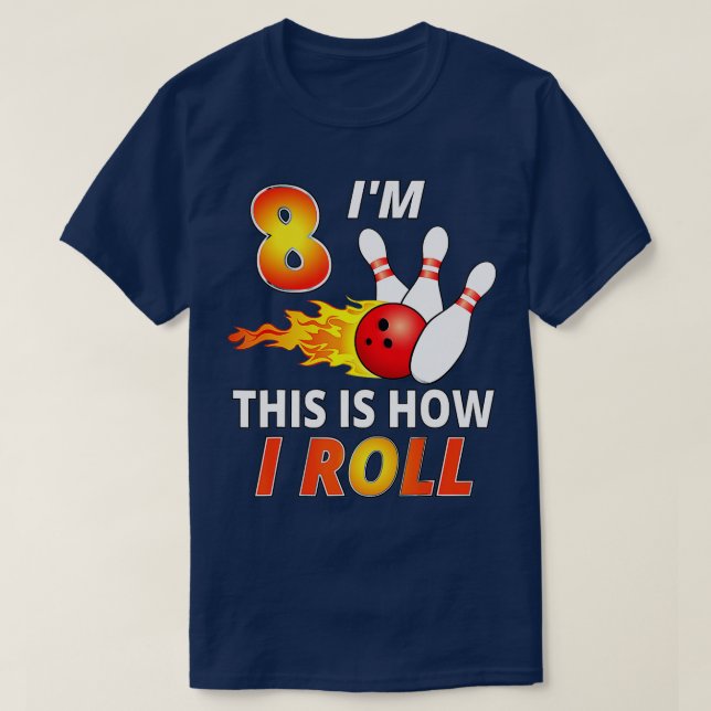 8 year old bowling birthday Boy  Funny Bowler Girl T-Shirt (Design vorne)