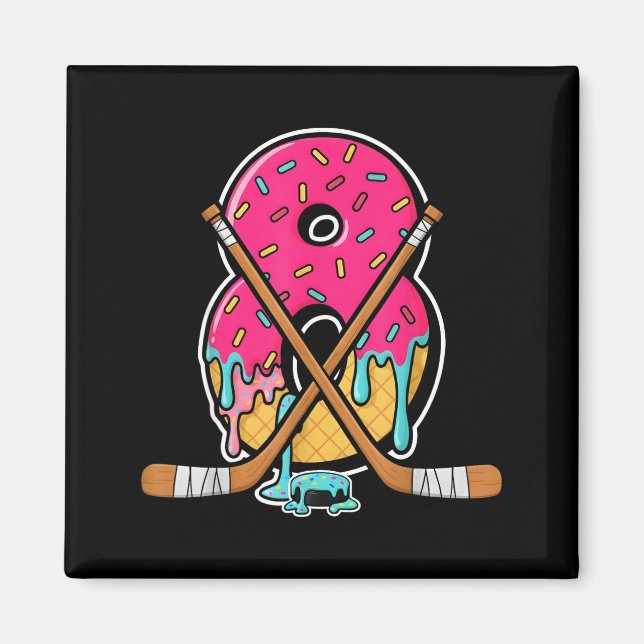 8 Year Old Hockey Ice Cream Drip Youth 8th Birthda Magnet (Vorne)